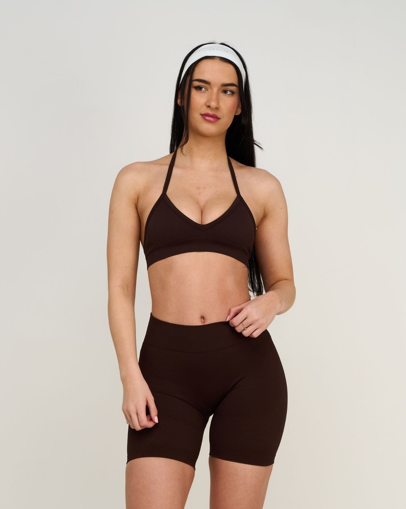 Ascend™ Sculpting Seamless Adjustable Halter Bra | Coffee