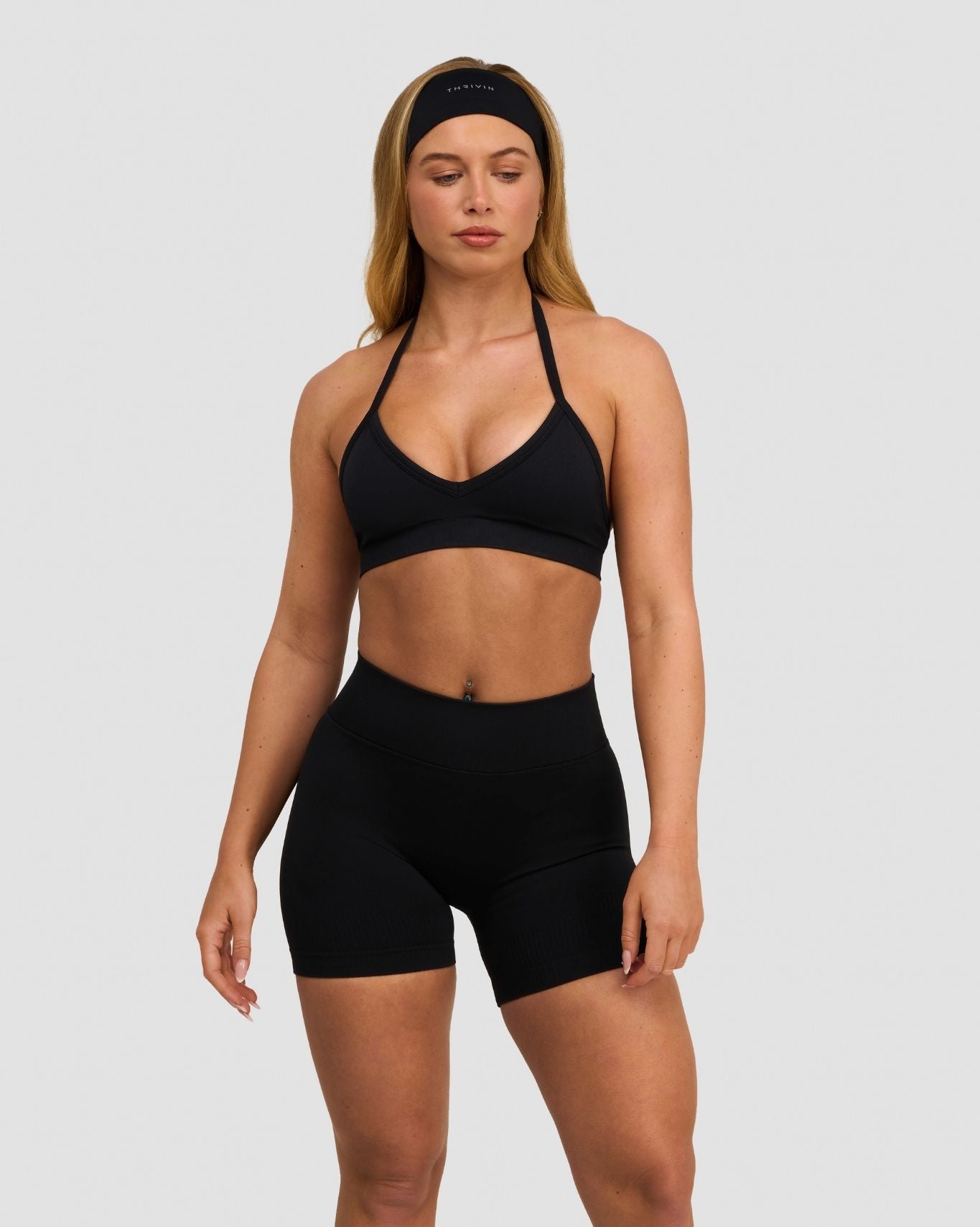 Ascend™ Sculpting Seamless Adjustable Halter Bra | Night Black