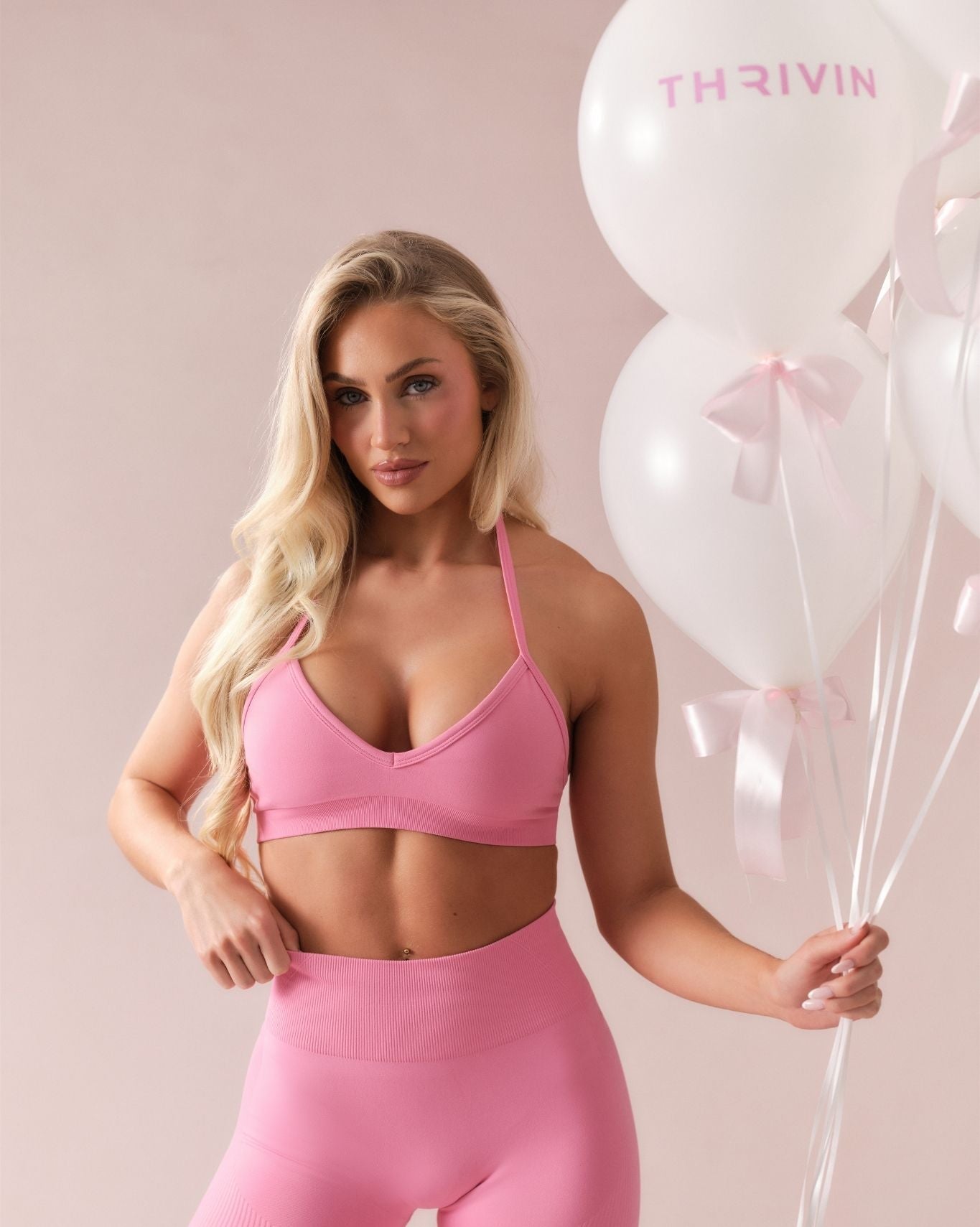 Ascend™ Sculpting Seamless Adjustable Halter Bra | Bubble Pink