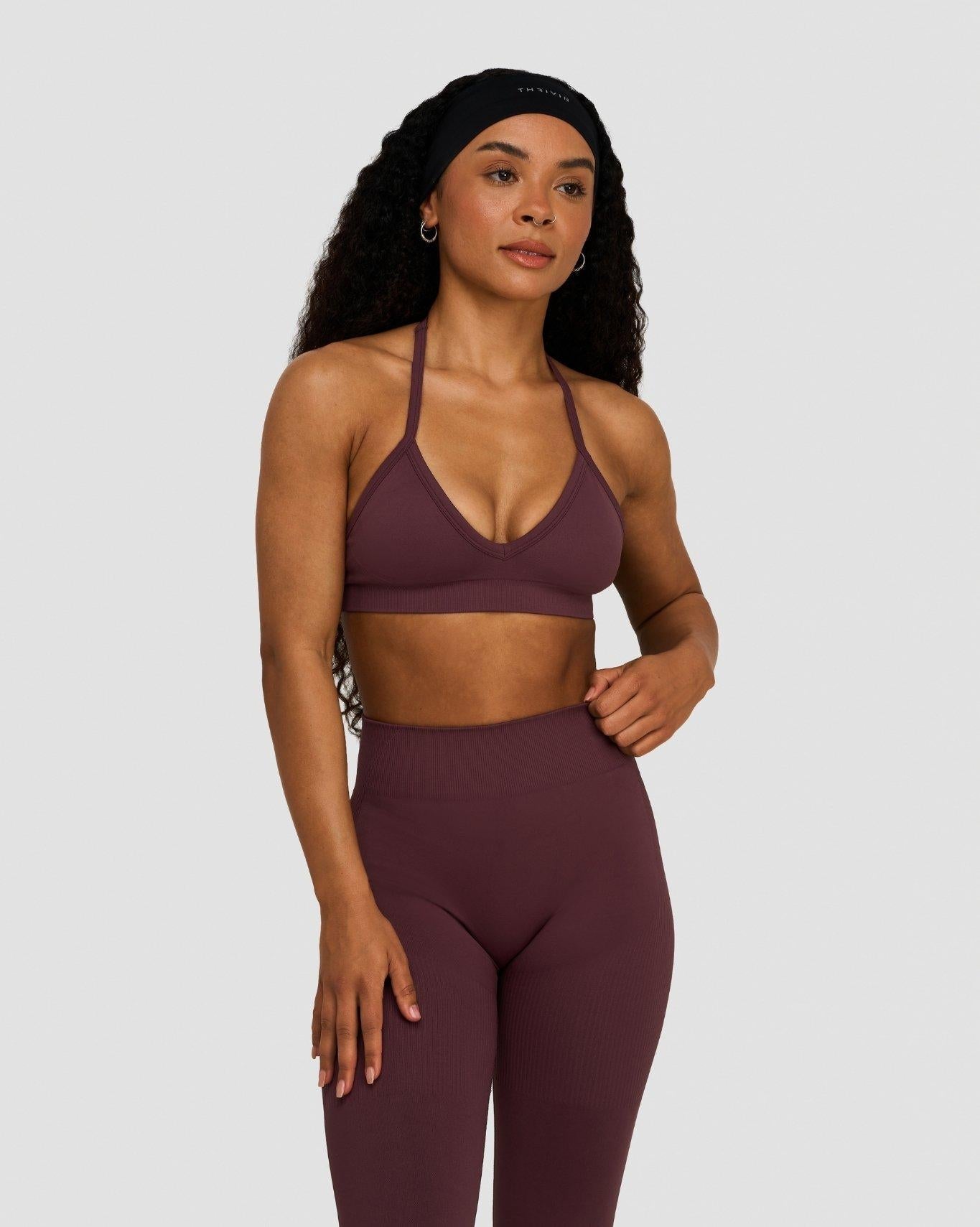 Ascend™ Sculpting Seamless Adjustable Halter Bra | Dark Mauve