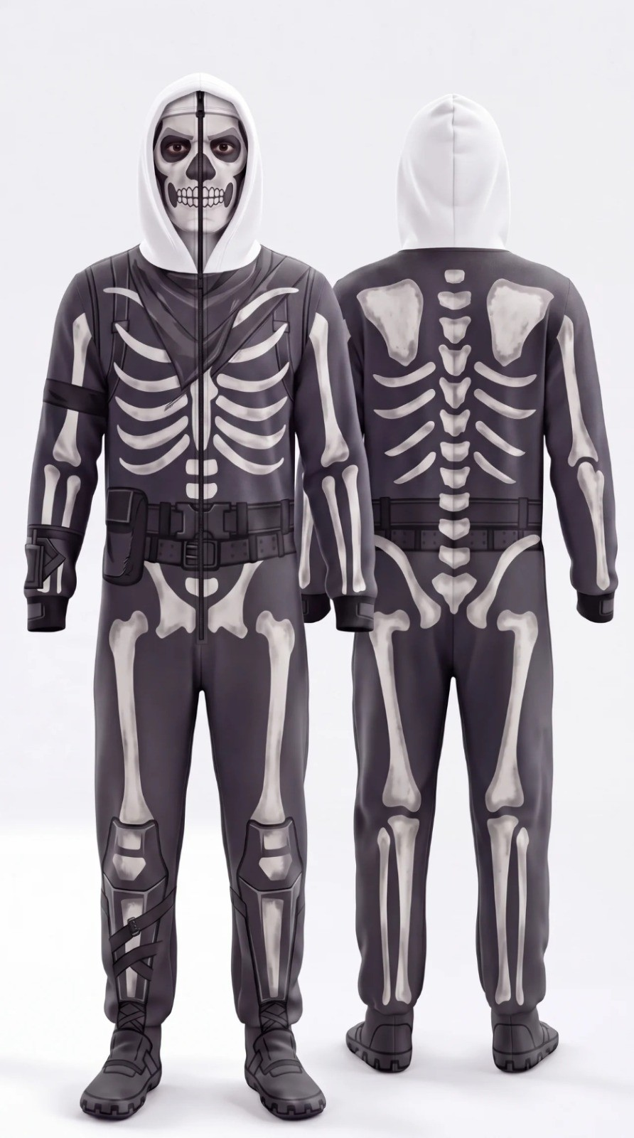 Lyvoe Skull Full-Zip Onesie — front and back