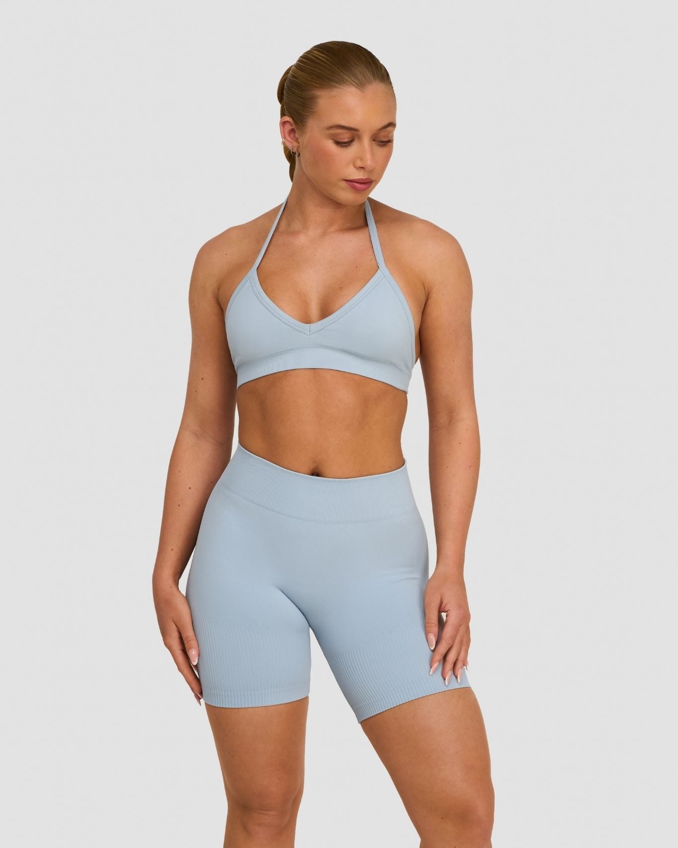 Ascend™ Sculpting Seamless Adjustable Halter Bra | Blue Haze