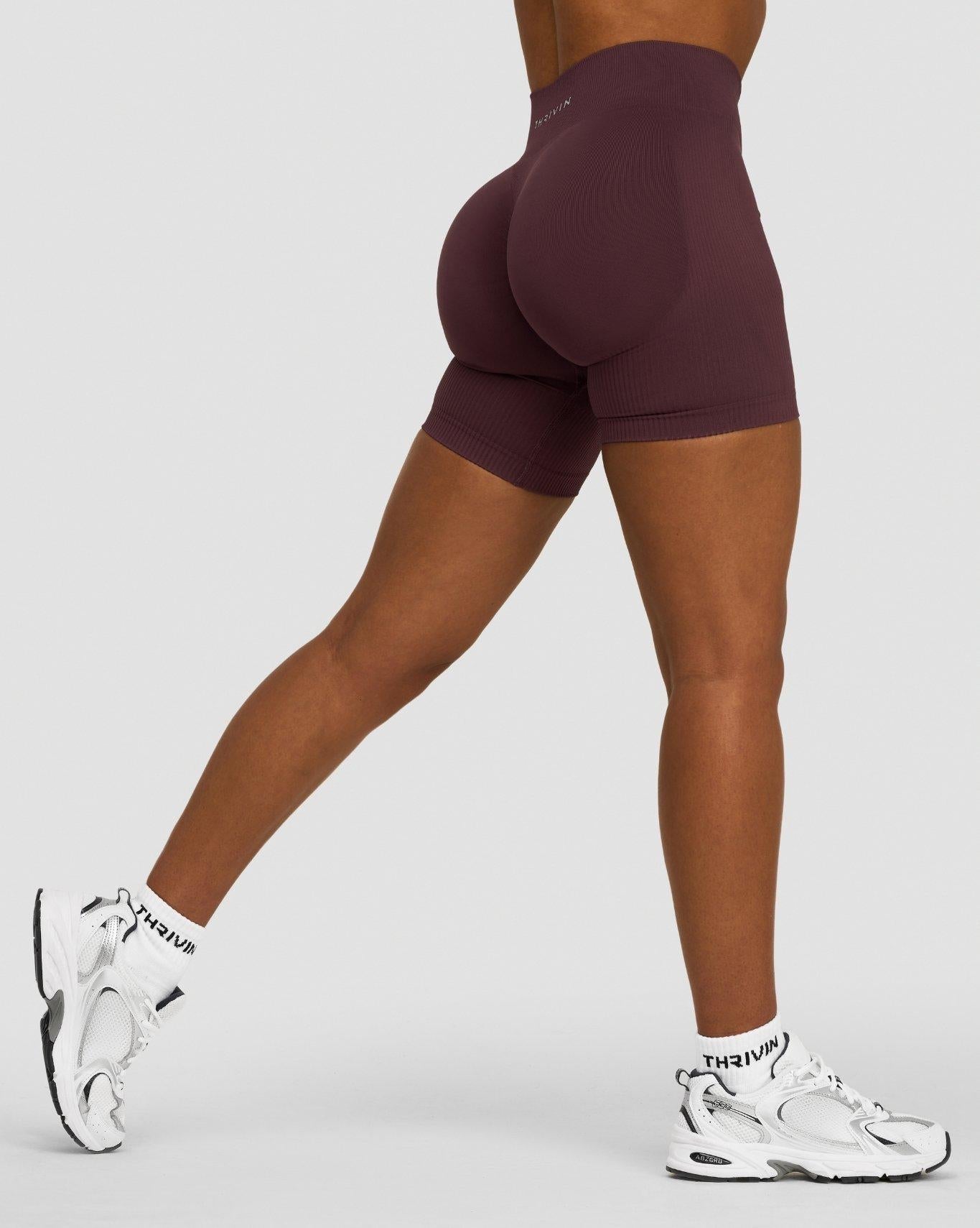 Ascend™ Sculpting Mid Waist Scrunch Shorts | Dark Mauve