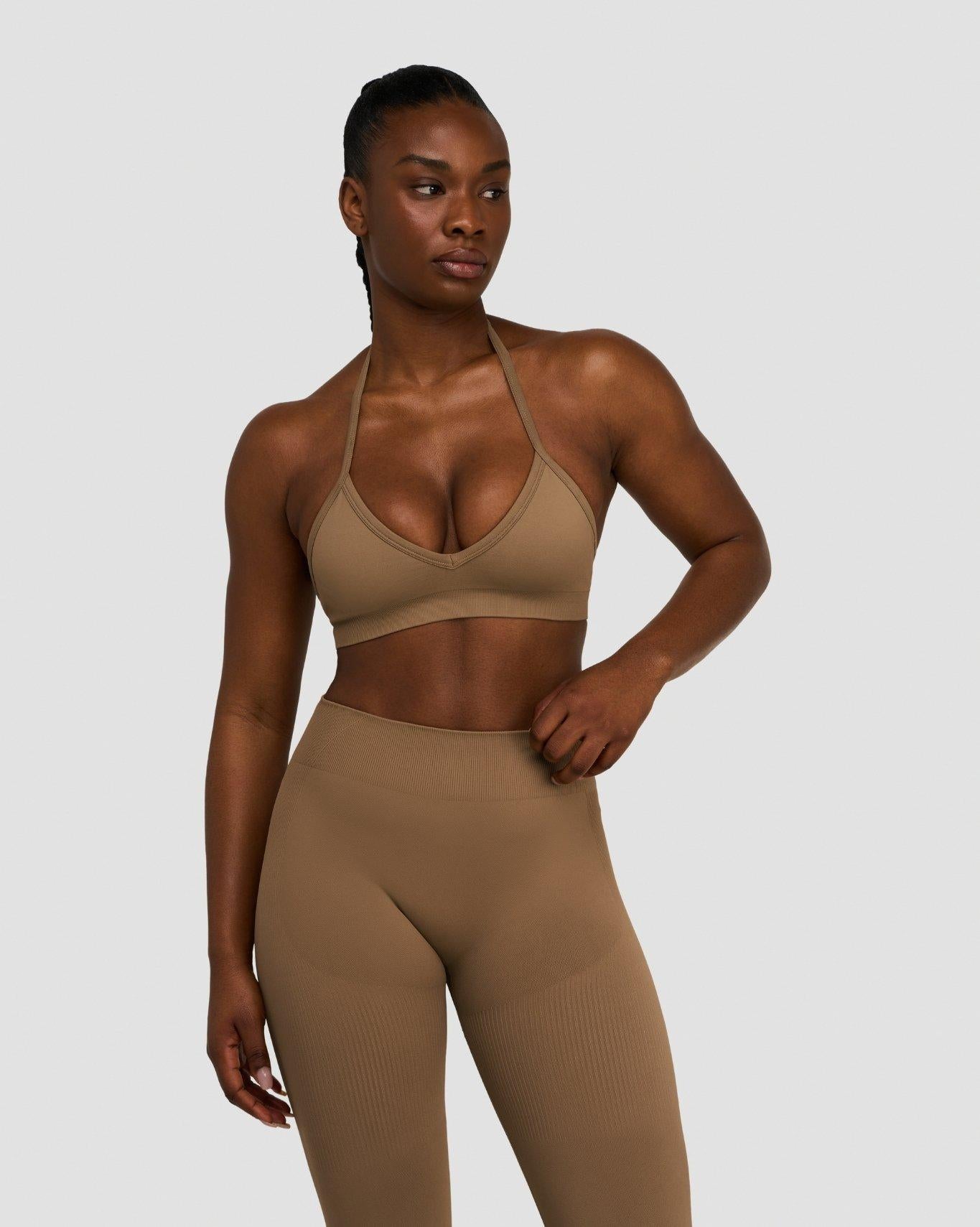 Ascend™ Sculpting Seamless Adjustable Halter Bra | Toffee