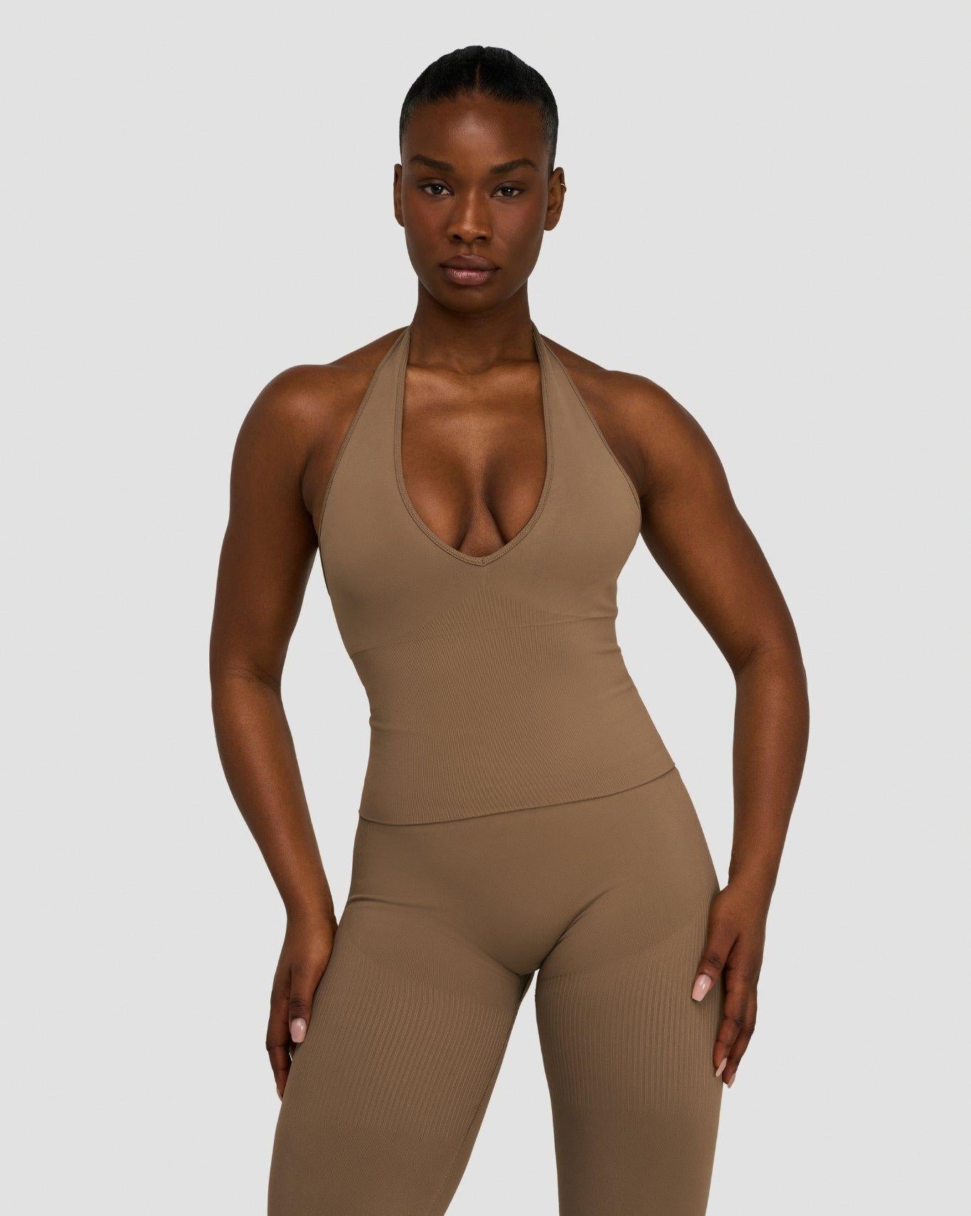 Ascend™ Sculpting Seamless Halterneck Top | Toffee