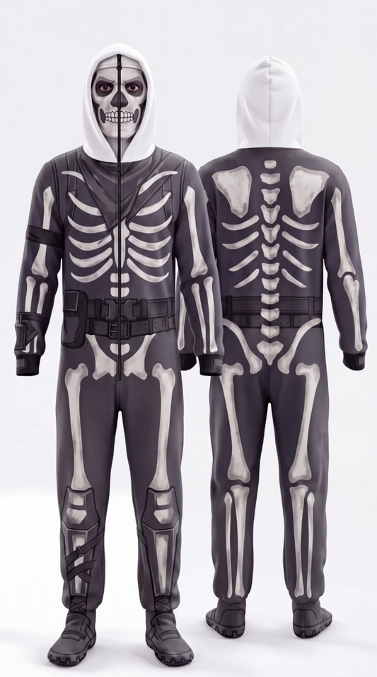 Lyvoe Skull Full-Zip Onesie — front and back